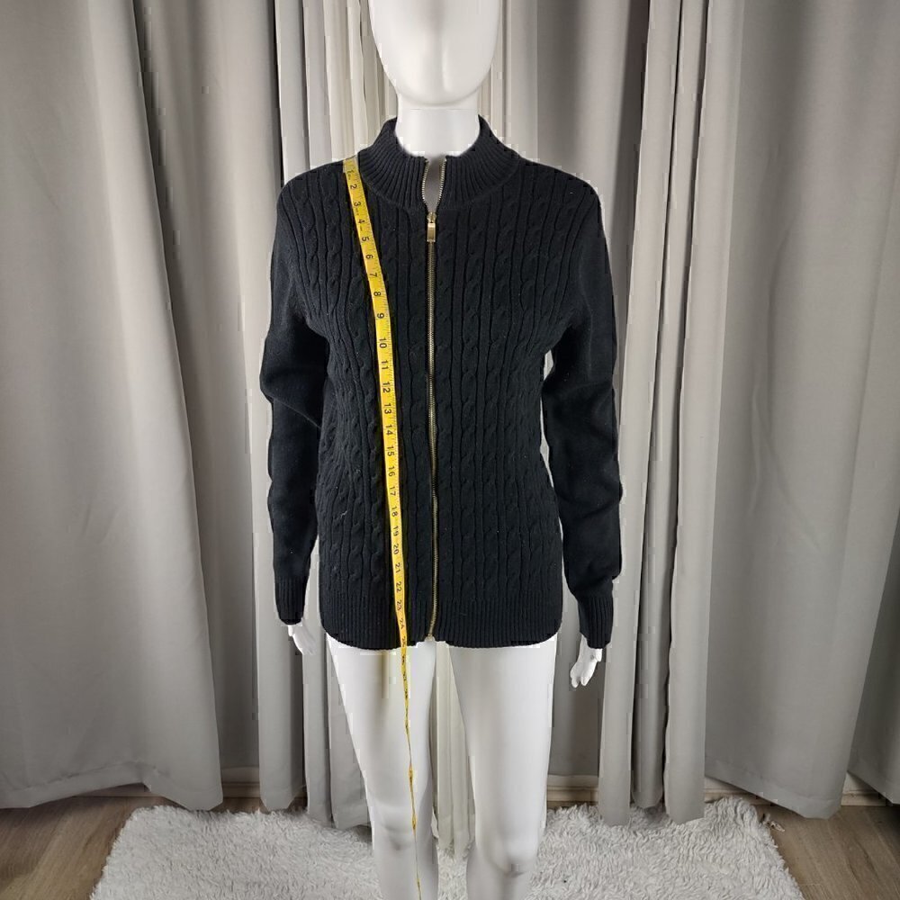 Charter Club Women's Cotton Blend No Pocket Full Zip Black Sweater Size Large - Picture 5 of 12